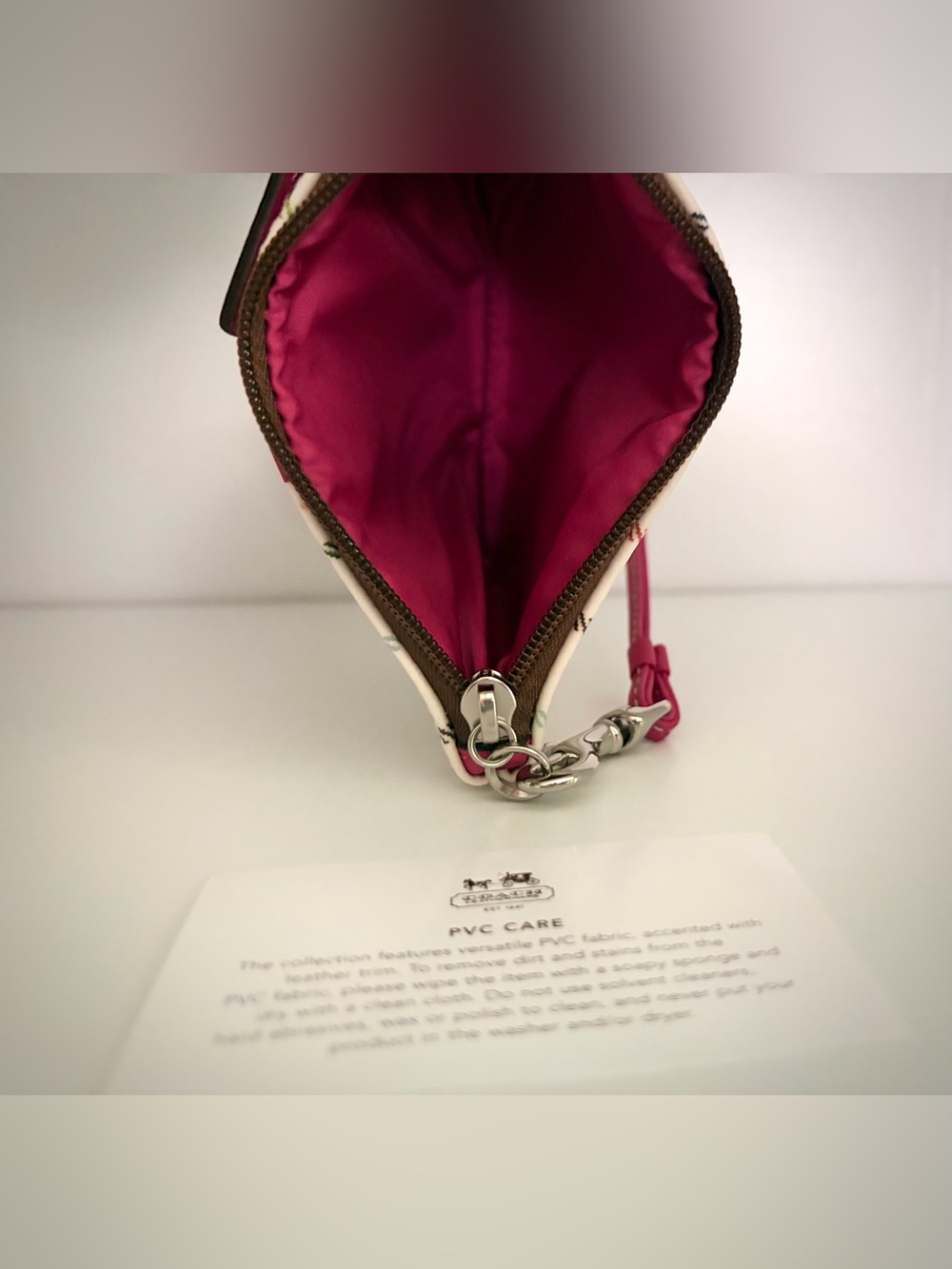 Coach Pink Plaid Wristlet With Dust Bag - Picture 6 of 7